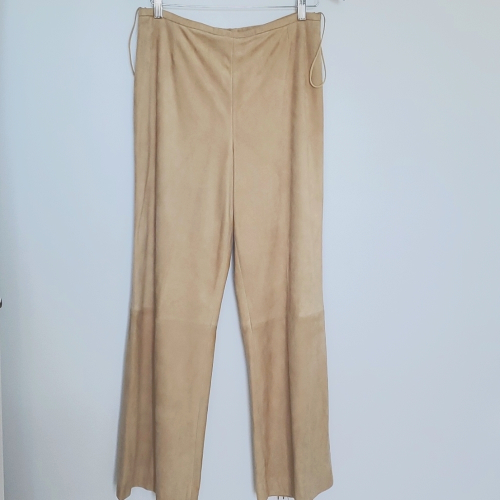 Badgley Mischka suede beige,Tan Wide-Leg Pants